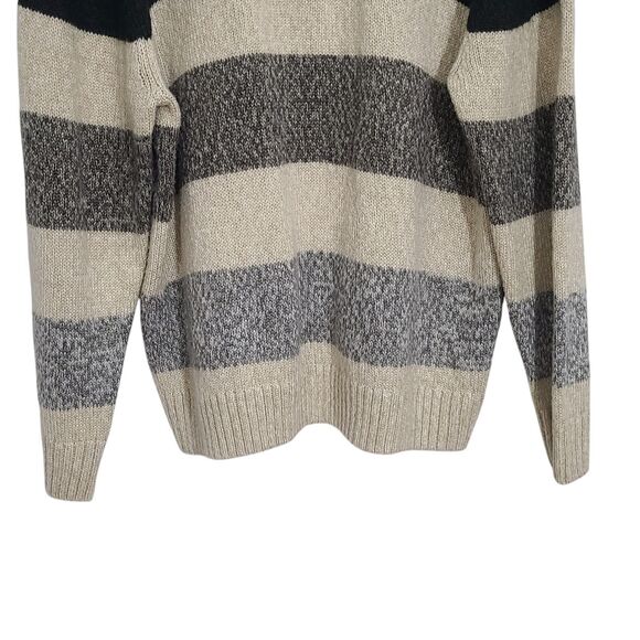 Tricots St Raphael Men's Sweater 1/4 Zip Pullover Tan Black Gray Stripe XL - Picture 2 of 7